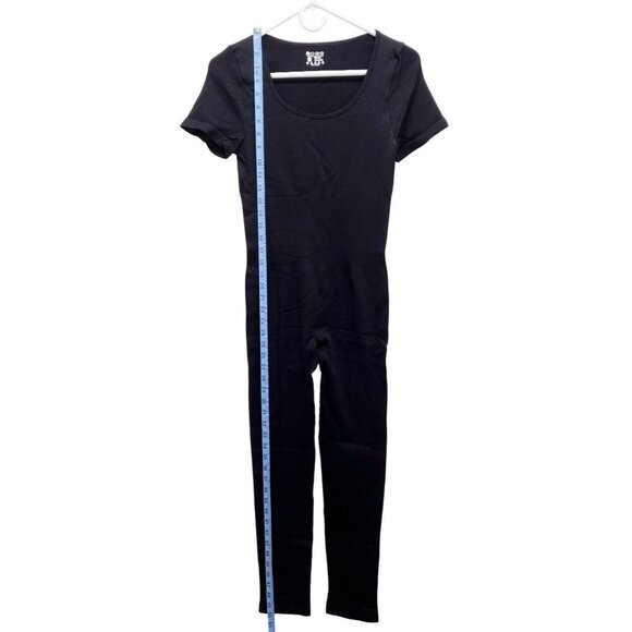 OQQ Black Short-Sleeve Scoop Neck Full-Length Bodysuit Womens Size L - Picture 5 of 11